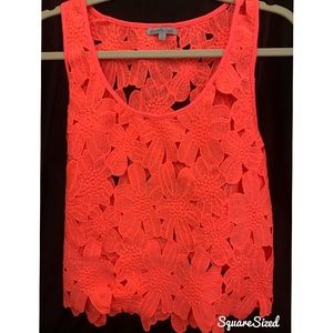 Hot pink floral cut out top